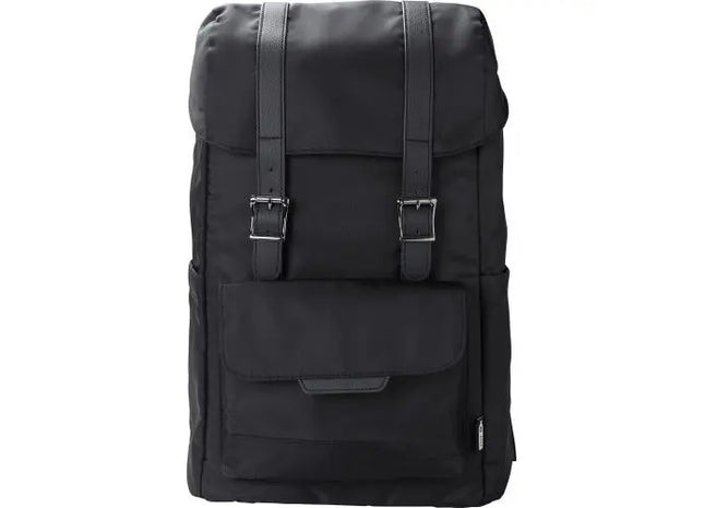 Marlowe Schwarzer Rucksack aus 290T rPET Twill Polyester mit Lasche – Elegant und Funktionell TK Gruppe® Grosshandel 