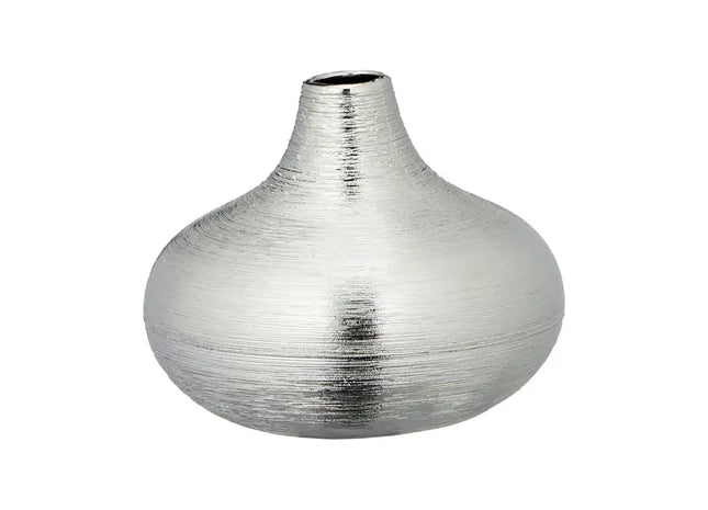Matte silberne kleine Vase, ca. 13cm Höhe | Elegante Dekovase | Silberfarbene moderne Vase TK Gruppe® Grosshandel 