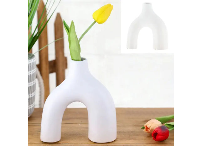 Mattweiße Keramikvase, Modernes Design, ca. 15x6x17 cm TK Gruppe® Grosshandel 