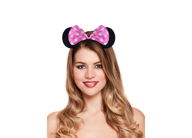 Mäuseohren Stirnband mit rosa Schleife, Kostümzubehör für Kinder & Erwachsene TK Gruppe® Grosshandel 