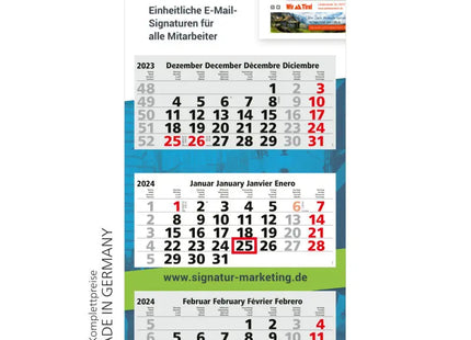 Maxi Light 3 Kalender Deutsch inkl. 4C-Druck - Hellgrau - Rot, Hochwertiger Terminplaner TK Gruppe® Grosshandel 