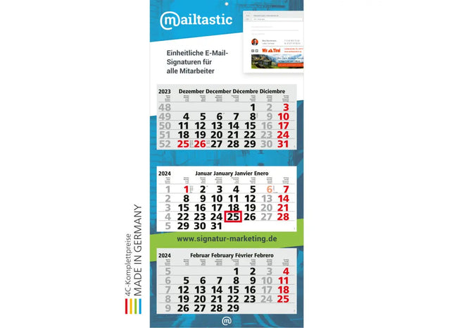 Maxi Light 3 Kalender Deutsch inkl. 4C-Druck - Hellgrau - Rot, Hochwertiger Terminplaner TK Gruppe® Grosshandel 