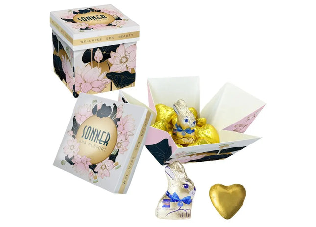 Meeting Star Set: Gubor Schokoherzen & Osterhase, inkl. Personalisierung TK Gruppe® Grosshandel 