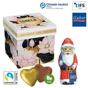 Meeting Star mit Schokoherzen & Gubor Weihnachtsmann - Hochwertiger Druck auf edler Verpackung TK Gruppe® Grosshandel 