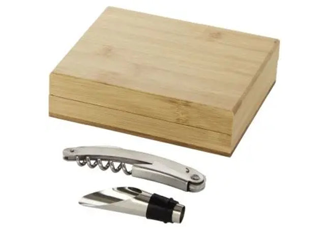 Merlou 2-teiliges Wein-Tool-Set - Naturholz & Silber, Elegant und Praktisch TK Gruppe® Grosshandel 