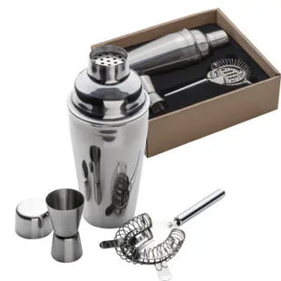 Messina 3-teiliges Metall-Cocktailset in Silbergrau – Professionell mixen TK Gruppe® Grosshandel 