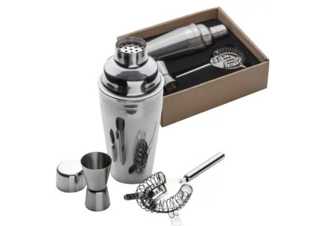 Messina 3-teiliges Metall-Cocktailset in Silbergrau – Professionell mixen TK Gruppe® Grosshandel 