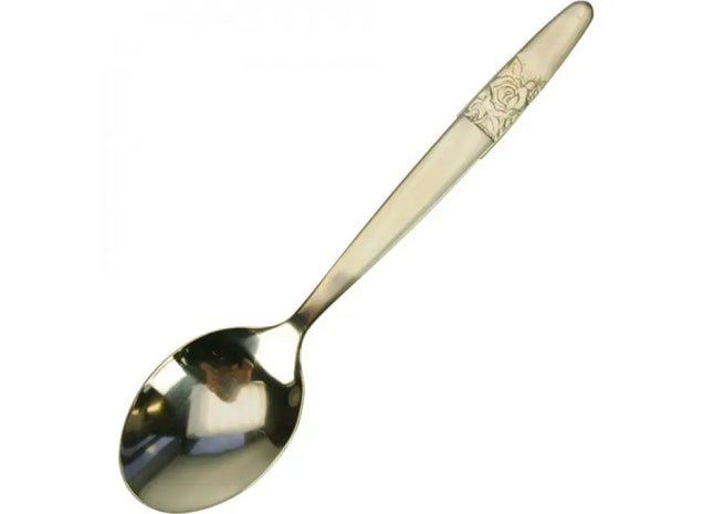 Metall Kaffeelöffel mit Rosenmotiv, 13,5cm – Elegante D-Serie Besteck TK Gruppe® Grosshandel 