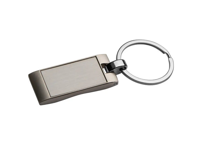 Metall Schlüsselanhänger, rechteckig mit gewellter Rückseite - Silbergrau TK Gruppe® Grosshandel 