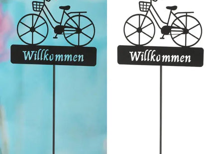 Metall Stecker Fahrrad Willkommen, Schwarz, Ca. 90cmH TK Gruppe® Grosshandel 