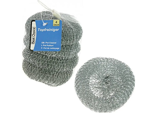 Metall Topfreiniger, 4 Stück, 10cm Durchmesser, 20g – Effiziente Küchenhelfer TK Gruppe® Grosshandel 