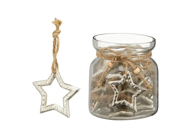 Metallanhänger Sternform, 25 Stück, Durchmesser 6 cm - Bastelbedarf TK Gruppe® Grosshandel 