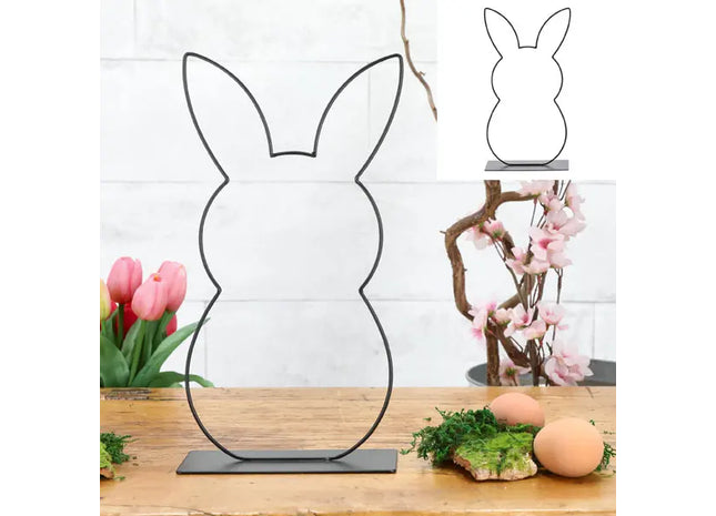 Metallhase stehend auf Sockel, 30 cm Hoch - Moderne Gartenfigur TK Gruppe® Grosshandel 