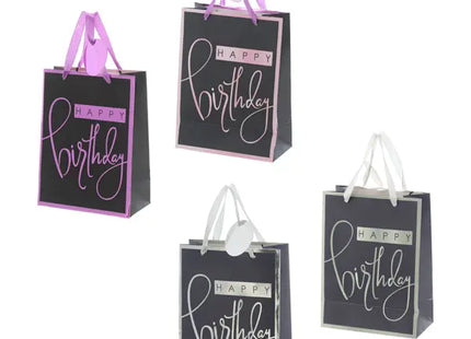 Metallic Geschenktüten 'Happy Birthday', 2er Set, Mittel, 23cm TK Gruppe® Grosshandel 