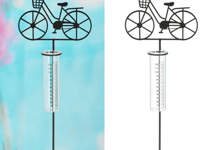 Metallischer Gartenstecker Regenmesser Fahrrad, Schwarz, ca. 90cmH TK Gruppe® Grosshandel 