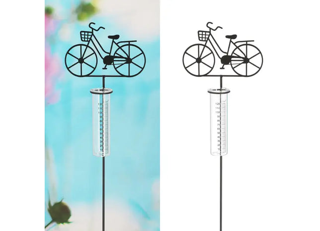 Metallischer Gartenstecker Regenmesser Fahrrad, Schwarz, ca. 90cmH TK Gruppe® Grosshandel 
