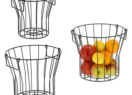 Metallkorb mit Henkel, schwarz, 2er Set – Robuste und stilvolle Aufbewahrungskörbe TK Gruppe® Grosshandel 