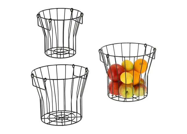Metallkorb mit Henkel, schwarz, 2er Set – Robuste und stilvolle Aufbewahrungskörbe TK Gruppe® Grosshandel 