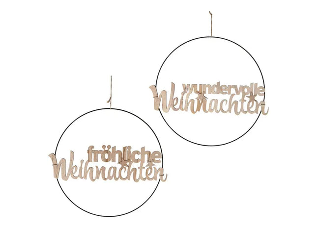 Metallring mit Schriftzug, 2er-Set, 35 cm Durchmesser – Festliche Wanddeko | Moderne Ringe TK Gruppe® Grosshandel 