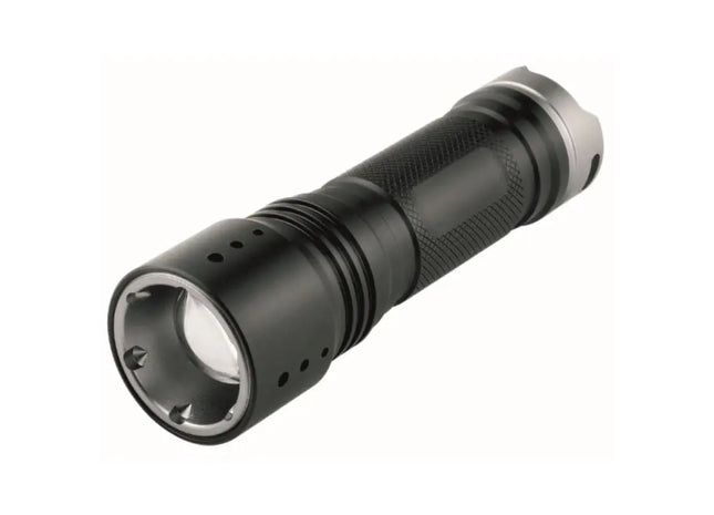 Metmaxx LED MegaBeam Taschenlampe PowerFocus5Watt - Schwarz-Silber, ultrahell und langlebig TK Gruppe® Grosshandel 
