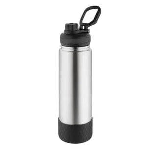 Metmaxx TheOneDeLuxe Isolierflasche 600 ml - Schwarz-Silber, Stilvoll TK Gruppe® Grosshandel 
