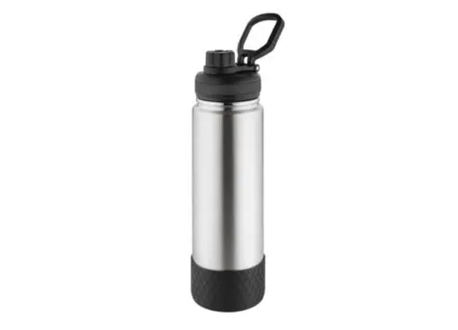 Metmaxx TheOneDeLuxe Isolierflasche 600 ml - Schwarz-Silber, Stilvoll TK Gruppe® Grosshandel 