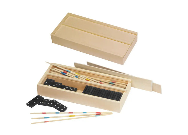 Mikado und Domino Foligno - Weiß: Kombination aus zwei klassischen Spielen für abwechslungsreichen Spielspaß TK Gruppe® Grosshandel 