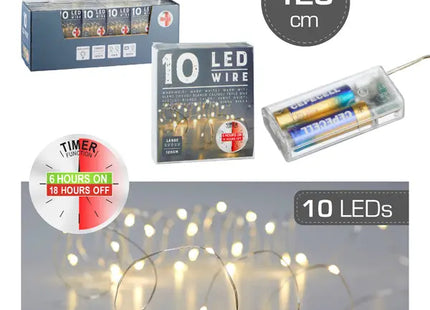 Mikro-LED-Lichterkette, 10 helle LED, Timer, 120 cm - Perfekte dekorative Beleuchtung TK Gruppe® Grosshandel 