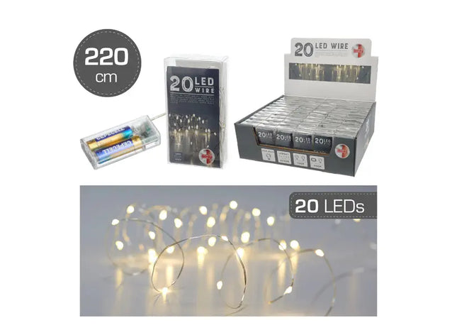 Mikro-LED-Lichterkette, 20 helle LED, Timer, 220 cm - Perfekte dekorative Lichtkette TK Gruppe® Grosshandel 