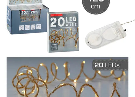 Mikro Lichterkette JUTE, 20 LEDs, Knopfzellenbetrieben, 120cm Länge TK Gruppe® Grosshandel 