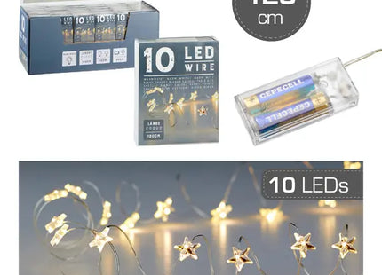 Mikro-Lichterkette in Sternform, 10 LEDs, Länge 120cm TK Gruppe® Grosshandel 