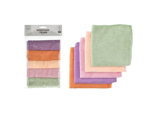 Mikrofasertücher Set, 5 Stück, Reinigungstücher, 30x30cm, Vielseitig TK Gruppe® Grosshandel 
