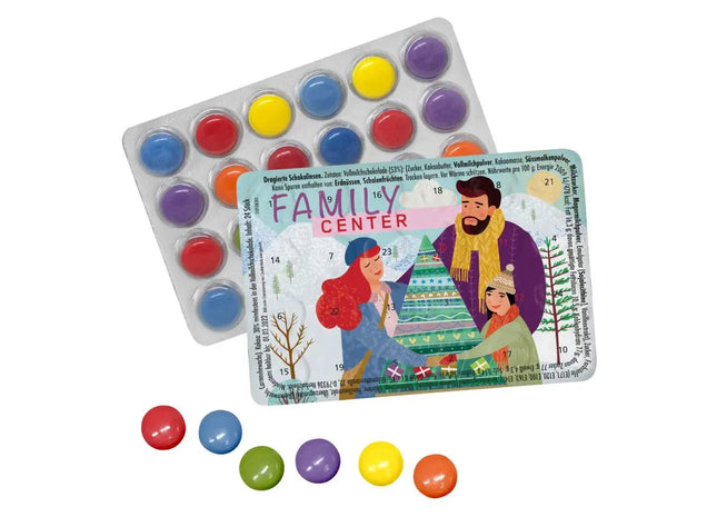 Mini-Adventskalender mit Schokolinsen, individuell bedruckbar TK Gruppe® Grosshandel 