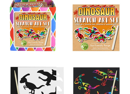 Mini-Dinosaurier-Magic-Color-Kratzset, umweltfreundlich, 8,5 x 8,5 cm – kreatives Bastelset für Kinder TK Gruppe® Grosshandel 