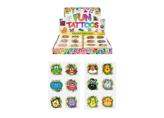 Mini-Dschungel-Tattoos, 4 cm, 6 Stück pro Karte, 2 verschiedene Designs, temporäre Kindertattoos TK Gruppe® Grosshandel 