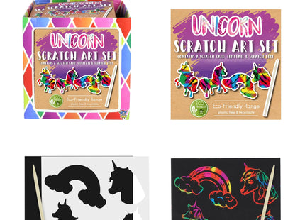 Mini-Einhorn-Magic-Color-Kratzset, umweltfreundlich, 8,5 x 8,5 cm – kreatives Bastelset für Kinder TK Gruppe® Grosshandel 