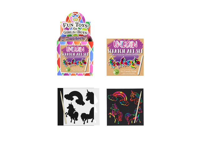 Mini-Einhorn-Magic-Color-Kratzset, umweltfreundlich, 8,5 x 8,5 cm – kreatives Bastelset für Kinder TK Gruppe® Grosshandel 