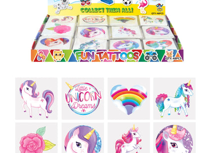 Mini-Einhorn-Tattoos, 4 cm, 12 verschiedene Designs, hautfreundlich, für Kinder TK Gruppe® Grosshandel 