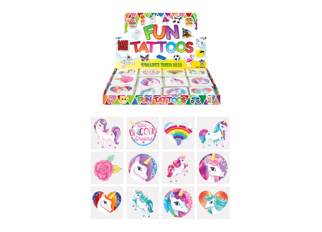 Mini-Einhorn-Tattoos, 4 cm, 12 verschiedene Designs, hautfreundlich, für Kinder TK Gruppe® Grosshandel 