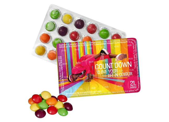Mini-Eventkalender mit SKITTLES, personalisierbar für Ihre Marke TK Gruppe® Grosshandel 