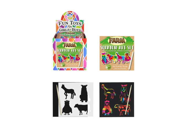 Mini Farm Magic Color Kratzset, Öko, 8,5 x 8,5 cm – Kreatives Bastelset für Kinder TK Gruppe® Grosshandel 