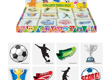 Mini-Fußball-Tattoos, 4 cm, 12 verschiedene Designs, temporäre Hauttattoos für Sportfans TK Gruppe® Grosshandel 