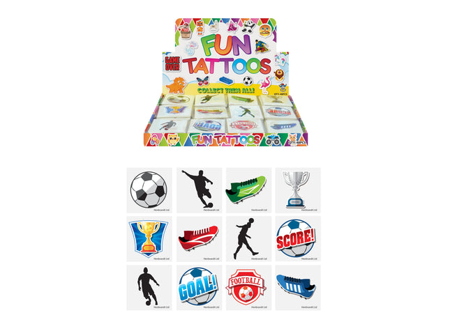 Mini-Fußball-Tattoos, 4 cm, 12 verschiedene Designs, temporäre Hauttattoos für Sportfans TK Gruppe® Grosshandel 