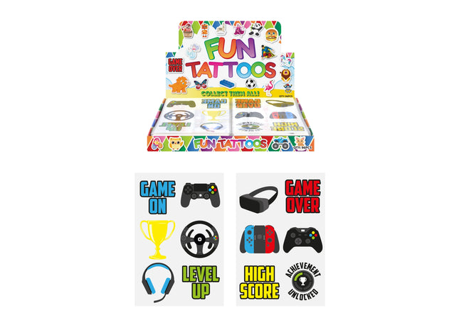 Mini-Gamer-Tattoos 4 cm – 6 Stück Pro Karte, 2 Sorten, temporäre Hauttattoos für Gaming-Fans TK Gruppe® Grosshandel 