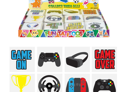 Mini Gamer Tattoos, 4cm, 12 Sorten, Temporäre Hautsticker für Gaming-Fans TK Gruppe® Grosshandel 