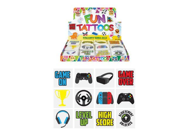 Mini Gamer Tattoos, 4cm, 12 Sorten, Temporäre Hautsticker für Gaming-Fans TK Gruppe® Grosshandel 