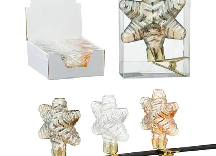 Mini Glasvasen mit Clip, 3er Set, Dekoriert mit Weihnachtsstern, Festlicher Schmuck TK Gruppe® Grosshandel 