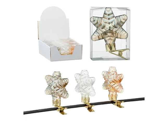 Mini Glasvasen mit Clip, 3er Set, Dekoriert mit Weihnachtsstern, Festlicher Schmuck TK Gruppe® Grosshandel 