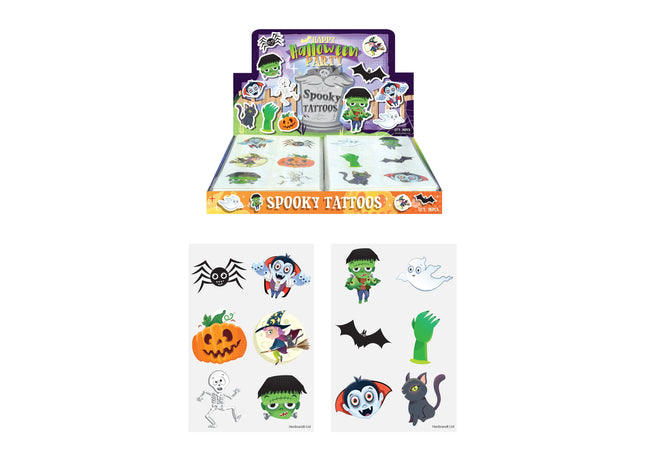 Mini-Halloween-Tattoos, 4 cm, 6 Stück Pro Karte, 2 verschiedene Designs TK Gruppe® Grosshandel 
