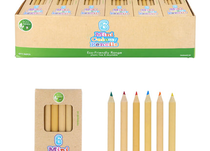 Mini-Holzbleistifte, halbe Größe, 6er-Pack, Box mit 6 abwechslungsreichen Farben TK Gruppe® Grosshandel 
